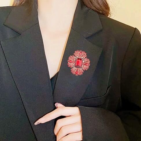 Vintage Brooch Pin Rhinestone CZ Flower Lapel Pins Christmas Brooch Corsage Badge Pin Elegant Dress Clothing Hat Bag Accessories Jewerly for Women Teen Girls in Saudi Arabia