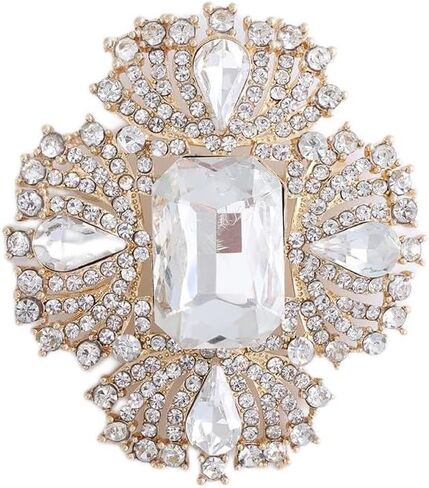 Vintage Brooch Pin Rhinestone CZ Flower Lapel Pins Christmas Brooch Corsage Badge Pin Elegant Dress Clothing Hat Bag Accessories Jewerly for Women Teen Girls in Saudi Arabia