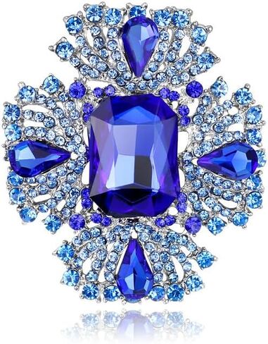 Vintage Brooch Pin Rhinestone CZ Flower Lapel Pins Christmas Brooch Corsage Badge Pin Elegant Dress Clothing Hat Bag Accessories Jewerly for Women Teen Girls in Saudi Arabia