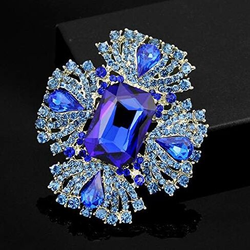 Vintage Brooch Pin Rhinestone CZ Flower Lapel Pins Christmas Brooch Corsage Badge Pin Elegant Dress Clothing Hat Bag Accessories Jewerly for Women Teen Girls in Saudi Arabia