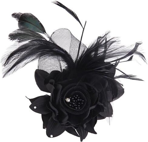 Multi-function Feather Flower Brooch Pins & Hair Clips for Women Girls Corsage Brooch Party Ceremony Accessories Dance Banquet Pins Headdress in Kuwait