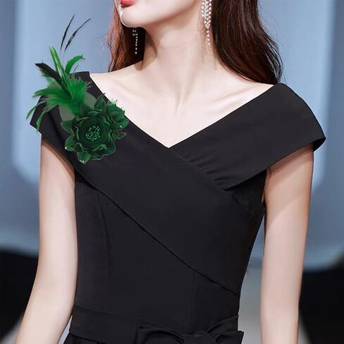 Multi-function Feather Flower Brooch Pins & Hair Clips for Women Girls Corsage Brooch Party Ceremony Accessories Dance Banquet Pins Headdress in Kuwait