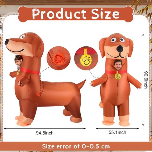 أزياء Soulchen Halloween القابلة للنفخ للبالغين من Dachshund Blow Dog أزياء قابلة للنفخ لحفلات الهالوين التنكرية للحيوانات in Saudi Arabia