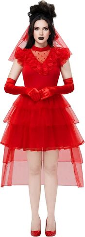 Spooktacular Creations Halloween Red Bride Costume Women, Red Gothic Wedding Dress Women for Halloween Party in Saudi Arabia