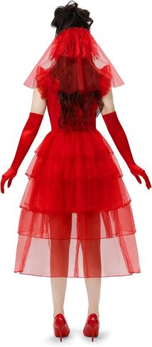 Spooktacular Creations Halloween Red Bride Costume Women, Red Gothic Wedding Dress Women for Halloween Party in Saudi Arabia