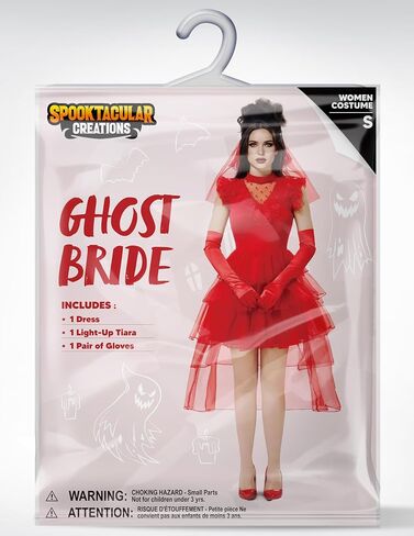 Spooktacular Creations Halloween Red Bride Costume Women, Red Gothic Wedding Dress Women for Halloween Party in Saudi Arabia