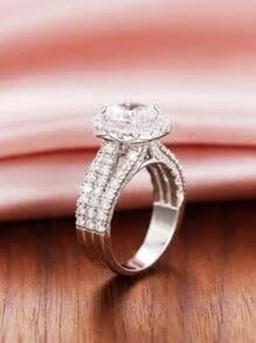 Luxury Engagement Wedding Rings for Women Fashion Shiny Sophisticated Zirconia-Embedded Jewelry for Birthday Valentine's Day Wedding Special Occasions in Saudi Arabia