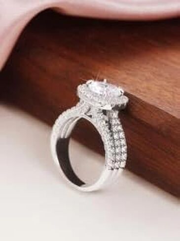 Luxury Engagement Wedding Rings for Women Fashion Shiny Sophisticated Zirconia-Embedded Jewelry for Birthday Valentine's Day Wedding Special Occasions in Saudi Arabia