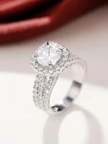 Luxury Engagement Wedding Rings for Women Fashion Shiny Sophisticated Zirconia-Embedded Jewelry for Birthday Valentine's Day Wedding Special Occasions in Saudi Arabia
