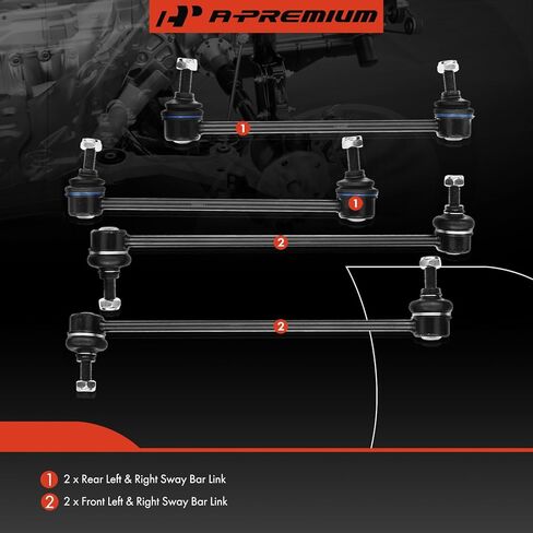 مجموعة A-Premium مكونة من 4 قطع، مجموعة وصلات قضيب التثبيت الأمامية والخلفية، متوافقة مع Mini Cooper Base 2002 2003 2004 2005 2006 in Saudi Arabia