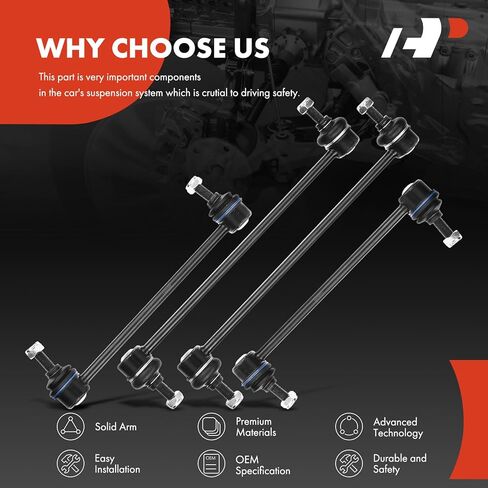 مجموعة A-Premium مكونة من 4 قطع، مجموعة وصلات قضيب التثبيت الأمامية والخلفية، متوافقة مع Mini Cooper Base 2002 2003 2004 2005 2006 in Saudi Arabia