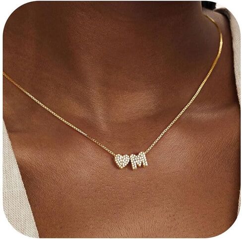 Turandoss Gold Heart Initial Necklace for Women - Dainty 18K Gold Plated Personalized Heart Letter Necklace Trendy Simple Cute Letter Necklace Gold Jewelry Birthday Gifts for Women Girls in Kuwait