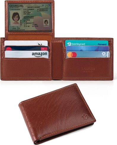 Coffee Premium Leather Wallet for Men with Flip ID -Inspire Series-RIFD Blocking Men's Wallet -Gifts for Men- Top Grain Bifold Leather Wallet- Dad Gifts in Saudi Arabia