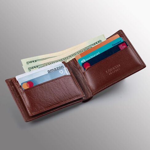 Coffee Premium Leather Wallet for Men with Flip ID -Inspire Series-RIFD Blocking Men's Wallet -Gifts for Men- Top Grain Bifold Leather Wallet- Dad Gifts in Saudi Arabia