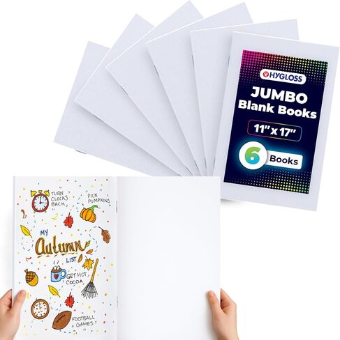Hygloss 77762 كتب فارغة ضخمة، 11 بوصة × 17 بوصة، ألوان متنوعة 6 عبوات in Saudi Arabia