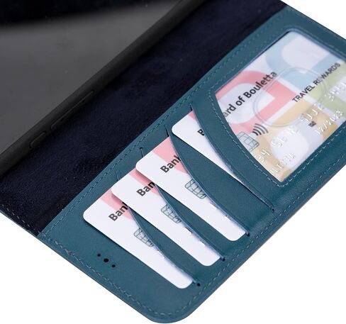 حافظة BOULETTA لهاتف iPhone 15 Pro Max متوافقة مع Magsafe من الجلد المحبب بالكامل، حافظة محفظة هاتف مغناطيسية قابلة للفصل (2 في 1) - 4 حاملات بطاقات مع RFID Blocking 6.7 بوصة، أسود in Kuwait