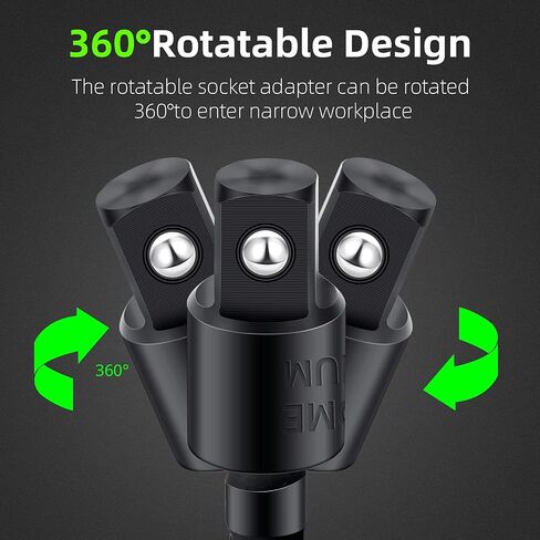 Honoson 6 Pieces Power Drill Sockets Adapter Set Impact Driver Wobble Socket Adapter 360 Degree Rotatable Hex Shank Impact Driver Socket Drill Bits 1/4, 3/8, 1/2 Inch, Black in Saudi Arabia