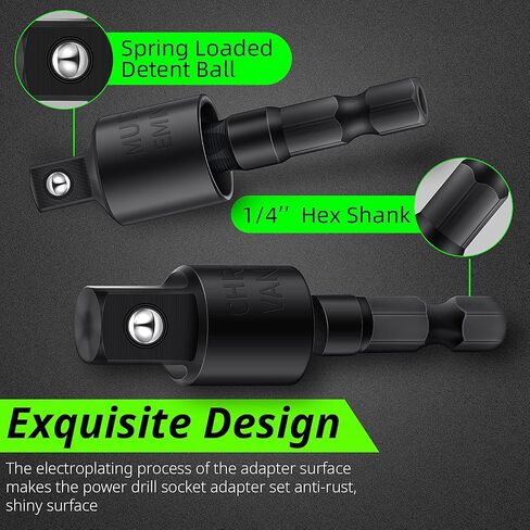 Honoson 6 Pieces Power Drill Sockets Adapter Set Impact Driver Wobble Socket Adapter 360 Degree Rotatable Hex Shank Impact Driver Socket Drill Bits 1/4, 3/8, 1/2 Inch, Black in Saudi Arabia