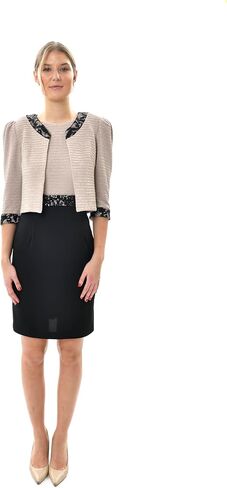 Women's Sleeveless Two-Tone Knee Length Dress with Coordinating Jacket in Saudi Arabia