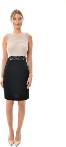 Women's Sleeveless Two-Tone Knee Length Dress with Coordinating Jacket in Saudi Arabia