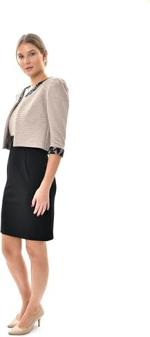 Women's Sleeveless Two-Tone Knee Length Dress with Coordinating Jacket in Saudi Arabia