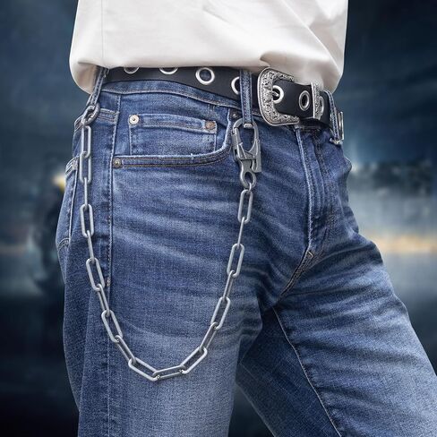 Ahiller Punk Wallet Chain for Men Women, Heavy Duty Pants Chain with Double Metal Clips, Gothic Biker Keychain for Jeans Belt in Saudi Arabia