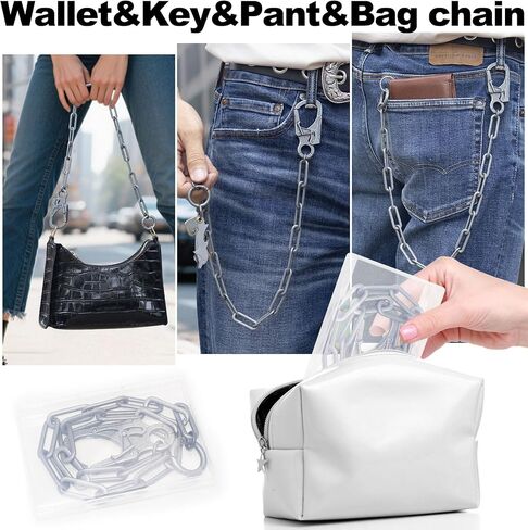 Ahiller Punk Wallet Chain for Men Women, Heavy Duty Pants Chain with Double Metal Clips, Gothic Biker Keychain for Jeans Belt in Saudi Arabia