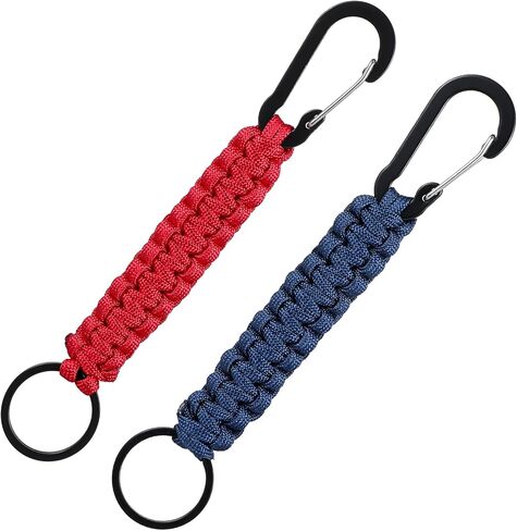2 Pcs Key Chain Hanger Heavy Duty Clips Keychain with Ring Paracord Key Chains Strap Accessories for Backpack Outdoor Men Women(Navy Blue, Red) in Saudi Arabia