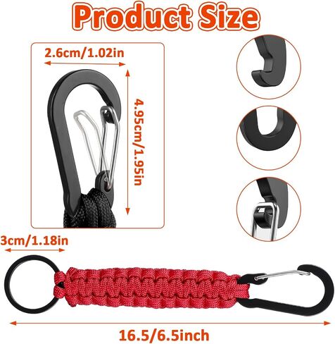 2 Pcs Key Chain Hanger Heavy Duty Clips Keychain with Ring Paracord Key Chains Strap Accessories for Backpack Outdoor Men Women(Navy Blue, Red) in Saudi Arabia