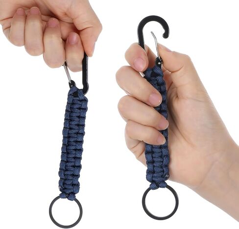 2 Pcs Key Chain Hanger Heavy Duty Clips Keychain with Ring Paracord Key Chains Strap Accessories for Backpack Outdoor Men Women(Navy Blue, Red) in Saudi Arabia