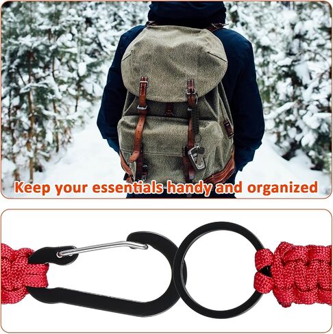 2 Pcs Key Chain Hanger Heavy Duty Clips Keychain with Ring Paracord Key Chains Strap Accessories for Backpack Outdoor Men Women(Navy Blue, Red) in Saudi Arabia