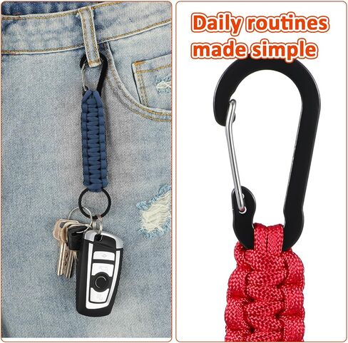 2 Pcs Key Chain Hanger Heavy Duty Clips Keychain with Ring Paracord Key Chains Strap Accessories for Backpack Outdoor Men Women(Navy Blue, Red) in Saudi Arabia