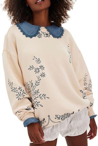 Y2k Women Long Sleeve Cute Graphic Print Oversized Sweatshirt Aesthetic Preppy Teen Girl Pullover Hoodies in Kuwait