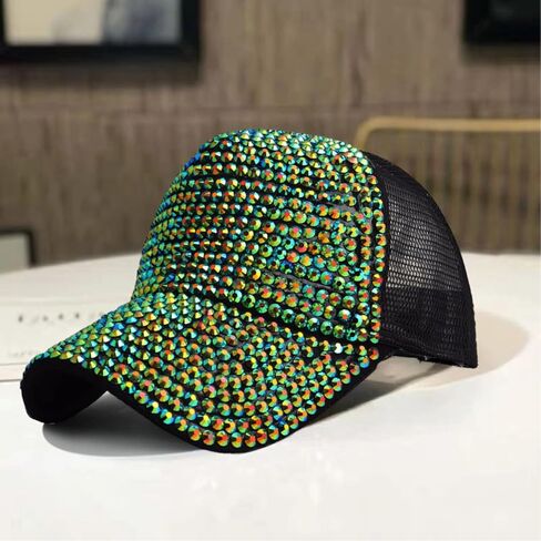 Bling Rhinestone Mesh Visor Cap, Canvas Baseball Cap for Women Adjustable Visor Hat Sparkle Denim Sun Hat Outdoor in Saudi Arabia