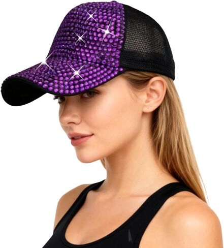 Bling Rhinestone Mesh Visor Cap, Canvas Baseball Cap for Women Adjustable Visor Hat Sparkle Denim Sun Hat Outdoor in Saudi Arabia