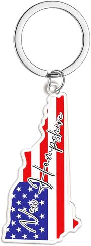 New Hampshire Souvenirs Keychain With Key Ring - American Flag Keychain, Key Holder For Gifts,Souvenirs From Usa,Spot M in Saudi Arabia