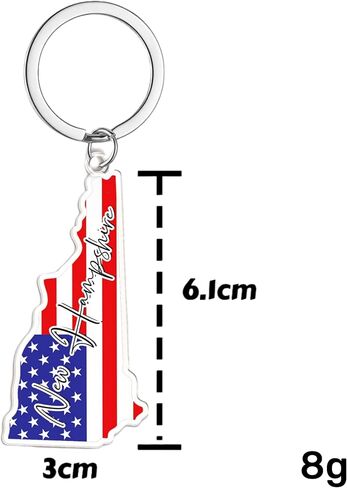 New Hampshire Souvenirs Keychain With Key Ring - American Flag Keychain, Key Holder For Gifts,Souvenirs From Usa,Spot M in Saudi Arabia