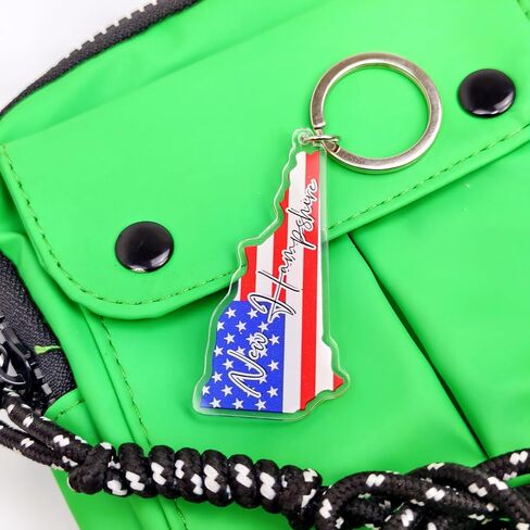 New Hampshire Souvenirs Keychain With Key Ring - American Flag Keychain, Key Holder For Gifts,Souvenirs From Usa,Spot M in Saudi Arabia