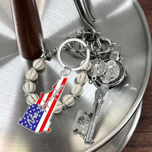 New Hampshire Souvenirs Keychain With Key Ring - American Flag Keychain, Key Holder For Gifts,Souvenirs From Usa,Spot M in Saudi Arabia