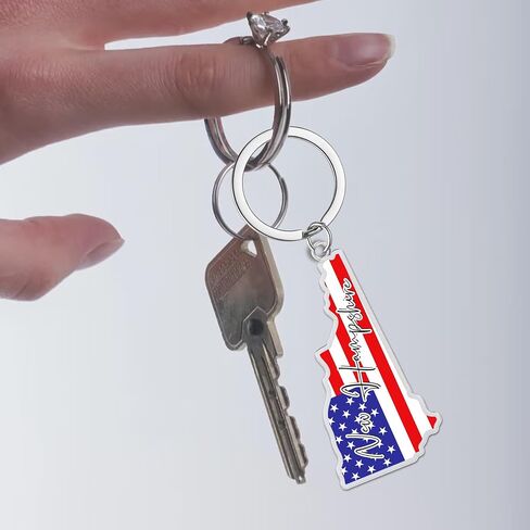 New Hampshire Souvenirs Keychain With Key Ring - American Flag Keychain, Key Holder For Gifts,Souvenirs From Usa,Spot M in Saudi Arabia