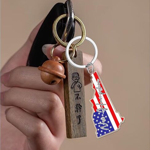 New Hampshire Souvenirs Keychain With Key Ring - American Flag Keychain, Key Holder For Gifts,Souvenirs From Usa,Spot M in Saudi Arabia