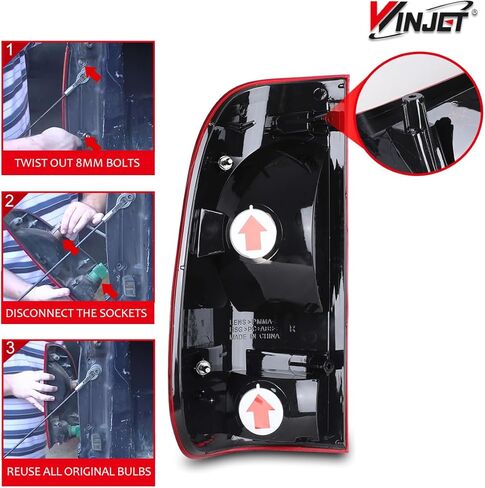 Winjet Compatible with Ford [1997 1998-2003 F150] [1999 2000 2001 2002 2003 2004 2005 2006 2007 F250 F350 F450 F550 Super Duty] Tail lights (Matte Black/Clear Lens) in Saudi Arabia