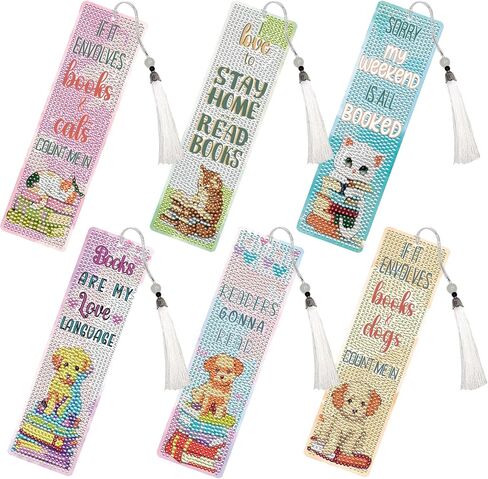 Diamond Painting Art Bookmarks - 6 PCS DIY Horse Flower Diamond Painting Kits by Numbers Farmhouse Art Craft Mothers Day Birthday Graduation Gift for Beginner Horse Lover Students Teachers in Kuwait