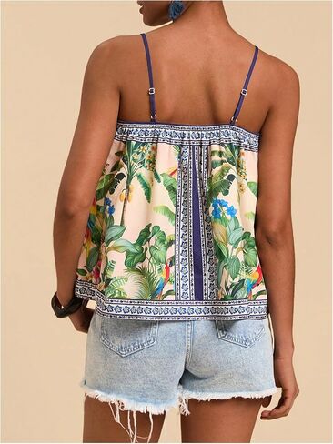 Women's Floral Tropical Boho Tops Spaghetti Strap Tank Top Vacation Beach Summer Camisole Tops in Saudi Arabia