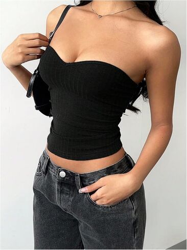 SHENHE Women's Strapless Knit Top Fitted Y2k Sweehteart Neck Summer Going Out Crop Tube in Saudi Arabia