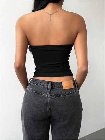 SHENHE Women's Strapless Knit Top Fitted Y2k Sweehteart Neck Summer Going Out Crop Tube in Saudi Arabia