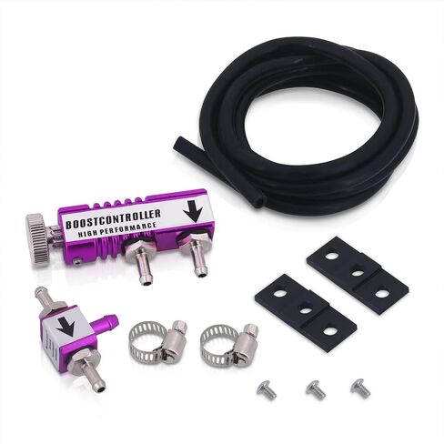 AJP Distributors Upgrade Universal T6061 Billet Aluminum Turbo Charger Closed Loop In-Cabin Boost Controller Manual Adjustable Adjustment 1-30 PSI Turbocharger Set Kit Purple in Saudi Arabia