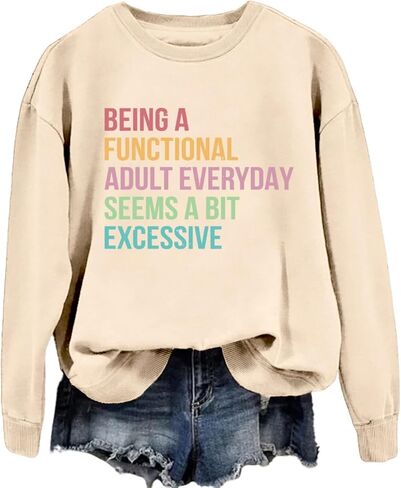 Funny Sweatshirts for Women Sarcastic Shirt Humor Saying Graphic Pullover Casual Long Sleeve Crewneck Lightweight Top in Saudi Arabia