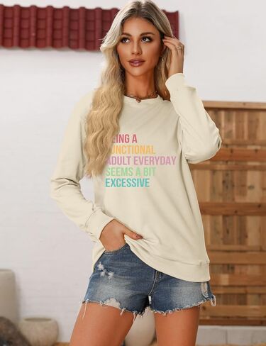 Funny Sweatshirts for Women Sarcastic Shirt Humor Saying Graphic Pullover Casual Long Sleeve Crewneck Lightweight Top in Saudi Arabia
