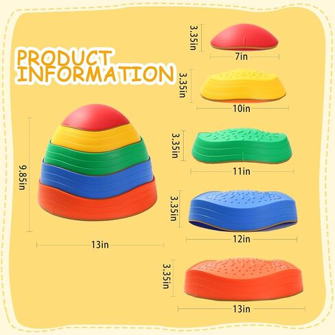 6PCS Balance Stepping Stones for Kids Non-Slip River Stones Obstacle Course Play Indoor and Outdoor Coordination Game Sensory Toys Toddler Ages 3 4 5 6 7 8+ in Saudi Arabia